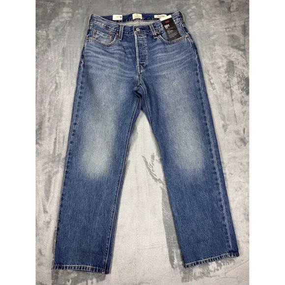 Levis 501 90s Selvedge Denim Jeans Womens 28x30 Blue Straight Leg A1959-0063 NWT - Picture 1 of 16